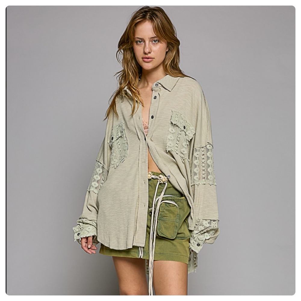 CLEARANCE $30 No. 36 POL vintage wash shacket - Picture 2 of 5